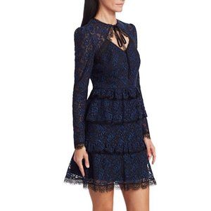 ML Monique Lhuillier Navy Lace Cocktail Dress Sz 2